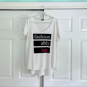torrid “fashionably late” tee
